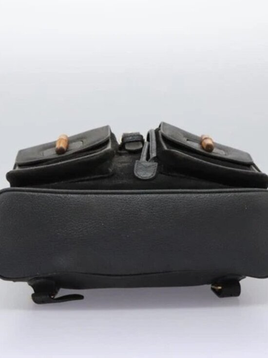 GUCCI Bamboo Backpack Suede Black Gold 003 - Picture 5 of 16